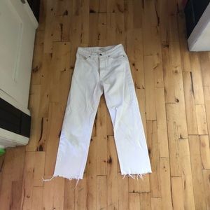 White Denim Frayed Pants